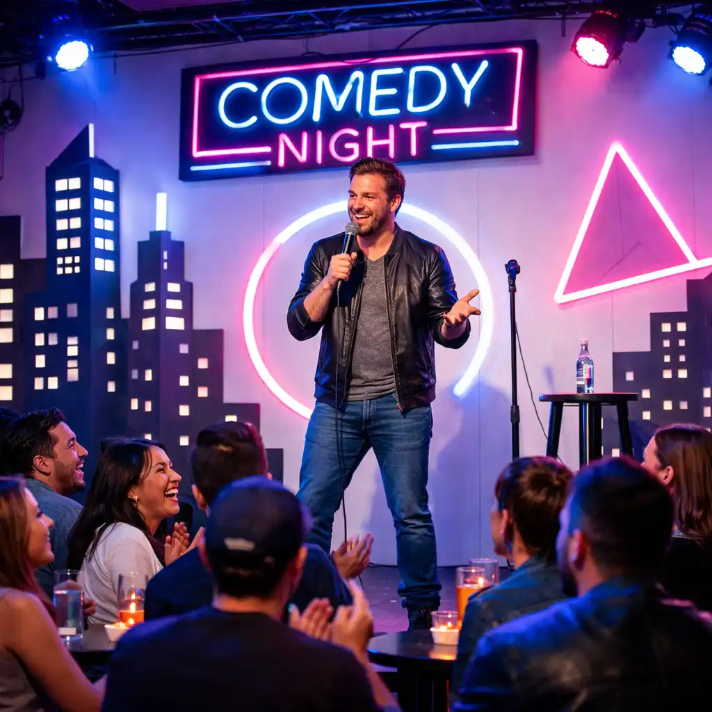 Stand-up színpad élénk közönséggel
