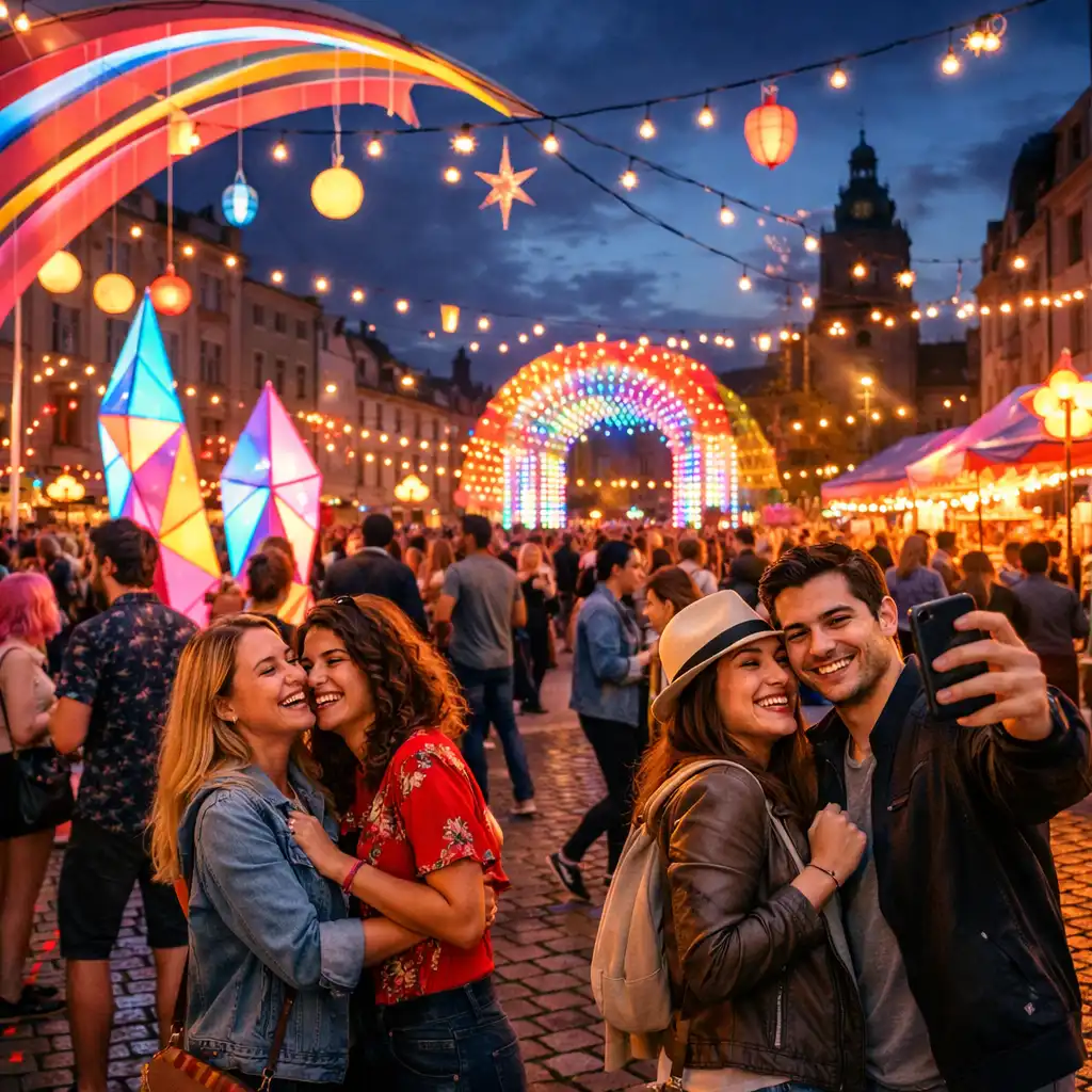 Fesztivál közönség és fények