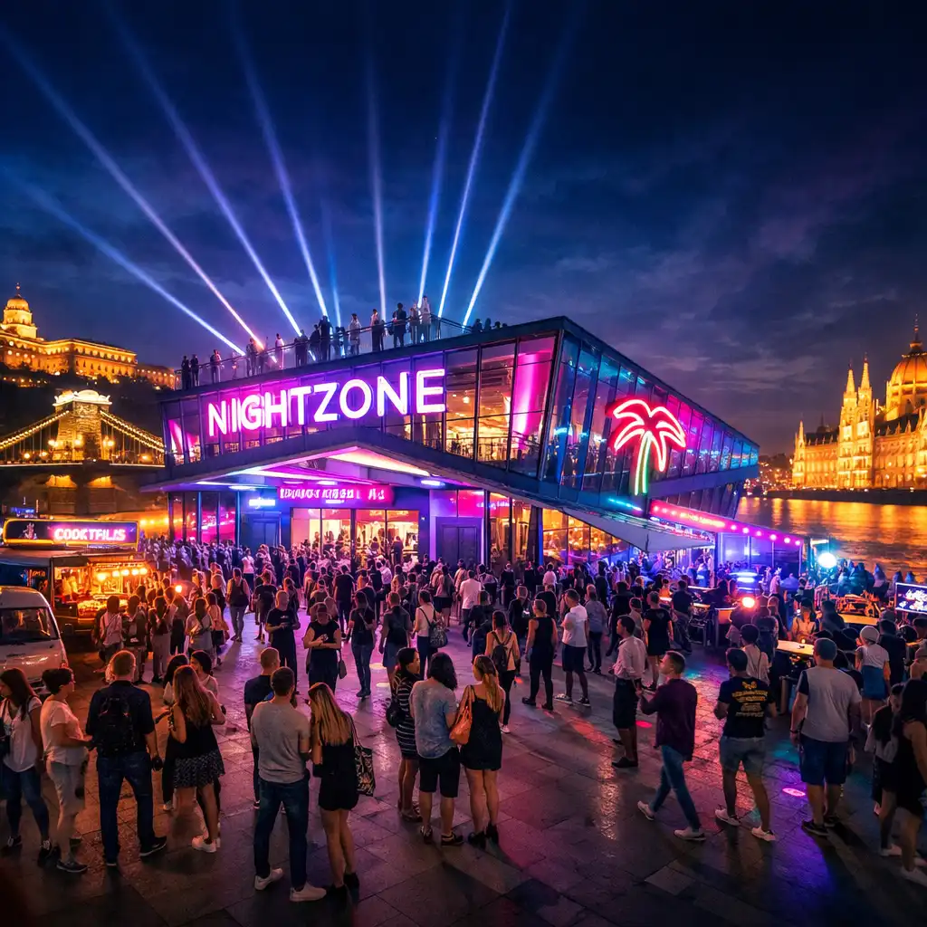 Budapesti éjszakai party helyszín panorámával