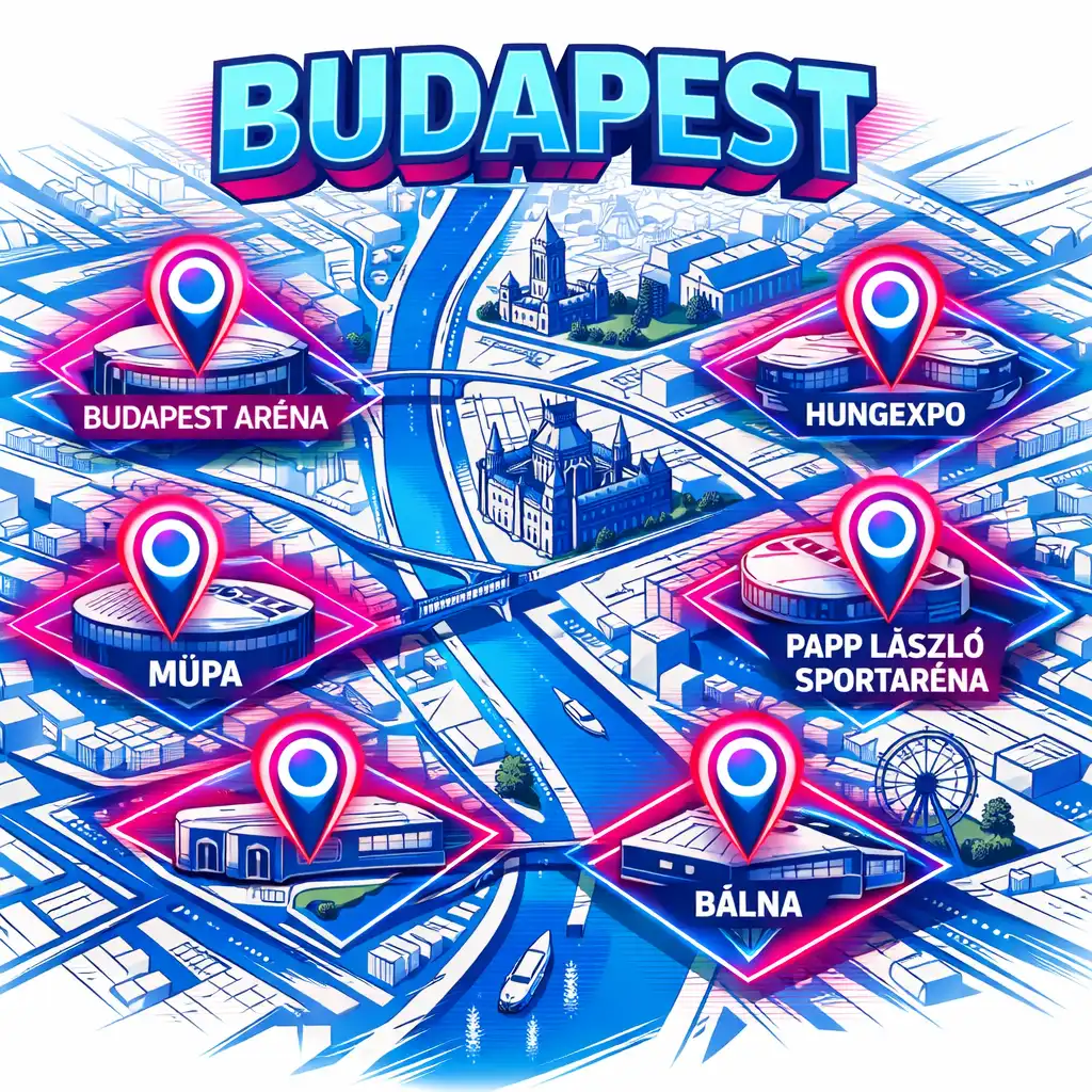 Interaktív budapesti térkép URBAN PARTY SPACE party helyszínekkel és kiemelt pontokkal